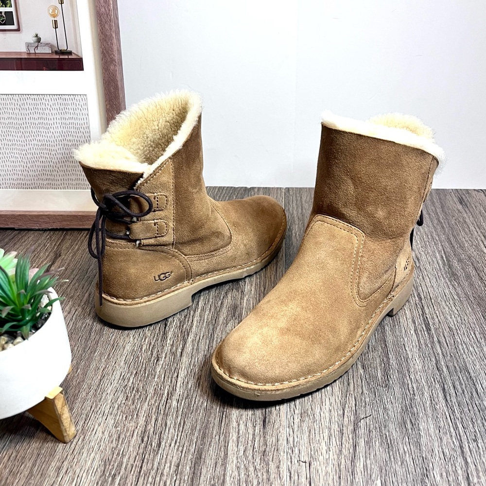 UGG Women's Chestnut Suede Short Shearling Winter Boots
